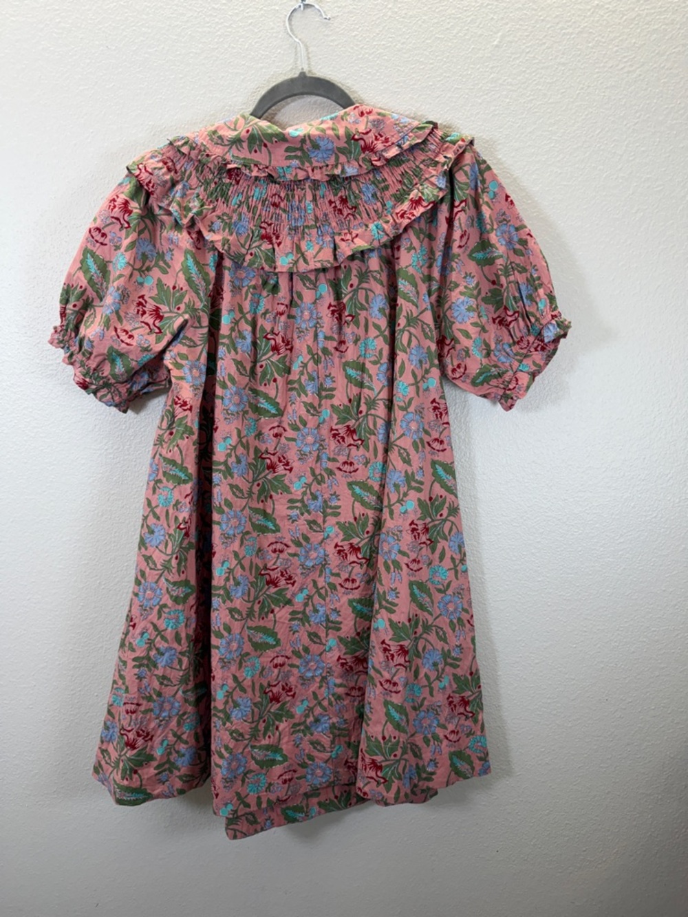 Umgee Pink Floral Ruffle Neck Casual Dress - Picture 7 of 10
